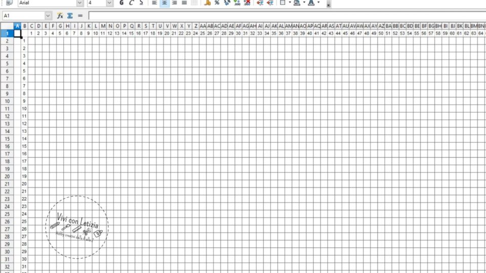 griglia fai da te diamond painting con Open Office